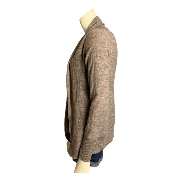 Banana Republic Italian Yarn Cardigan Sweater Tan Open front Alpaca Wool M - Picture 5 of 9